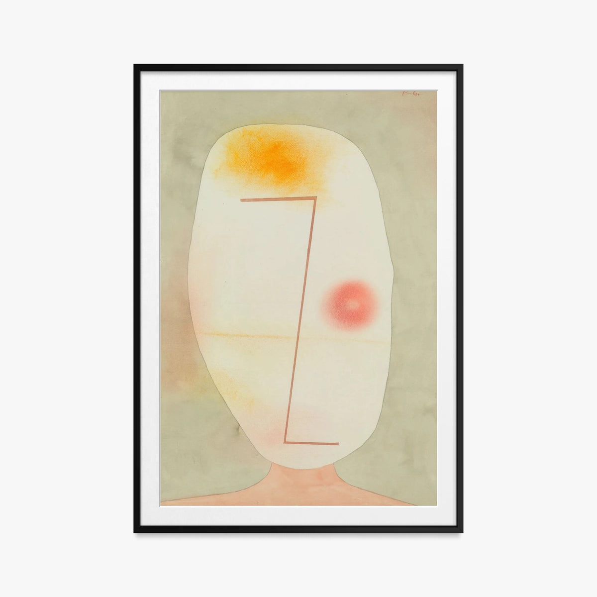 Senza Titolo, Testa - Paul Klee, opera di Paul Klee (Avanguardie), stampa con passepartout e cornice nera, 80x115cm