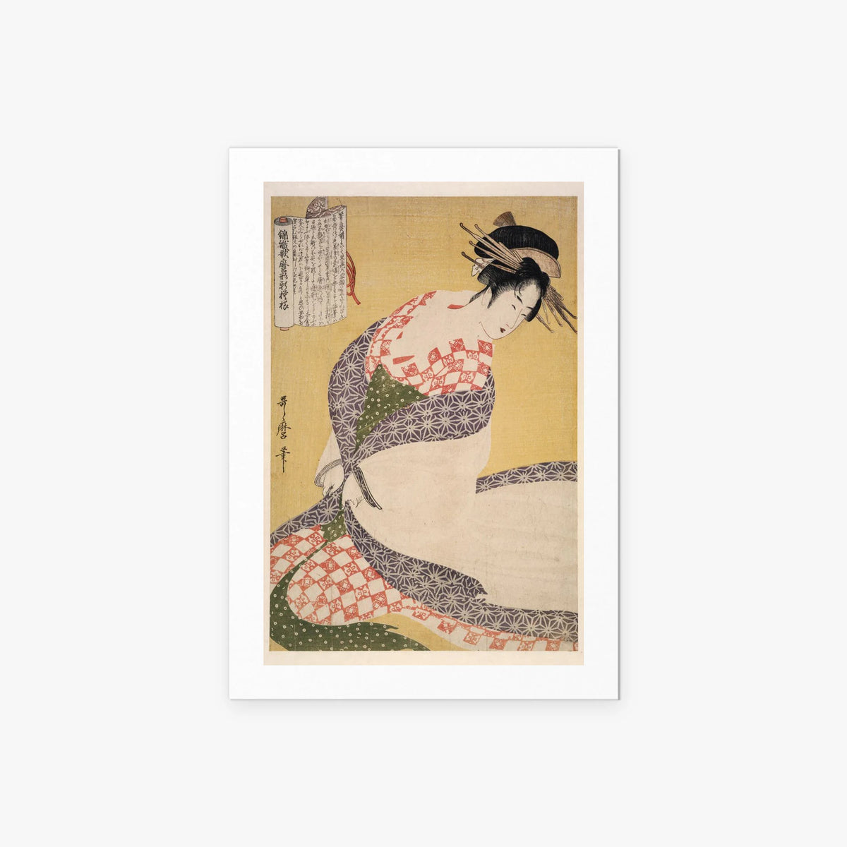 Il Soprabito Bianco - Kitagawa Utamaro, opera di Kitagawa Utamaro (Ukiyo-e), stampa artistica su carta, 60x85cm