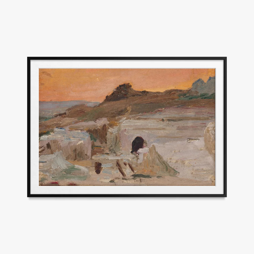 Siracusa (Il Teatro Greco, Sera) - Jan Ciągliński, opera di Jan Ciągliński (Egittologia), stampa con passepartout e cornice nera, 115x80cm