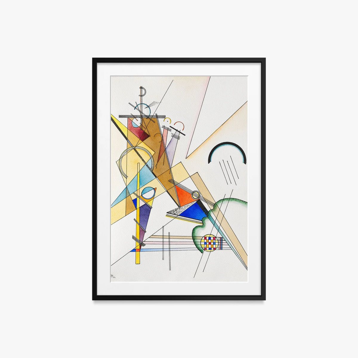 Tessuto - Wassily Kandinsky, opera di Wassily Kandinsky (Astrattismo), stampa con passepartout e cornice nera, 60x85cm