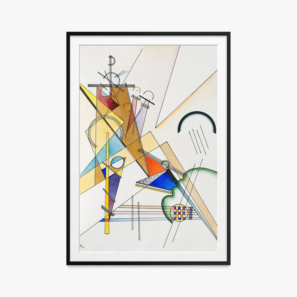 Tessuto - Wassily Kandinsky, opera di Wassily Kandinsky (Astrattismo), stampa con passepartout e cornice nera, 80x115cm
