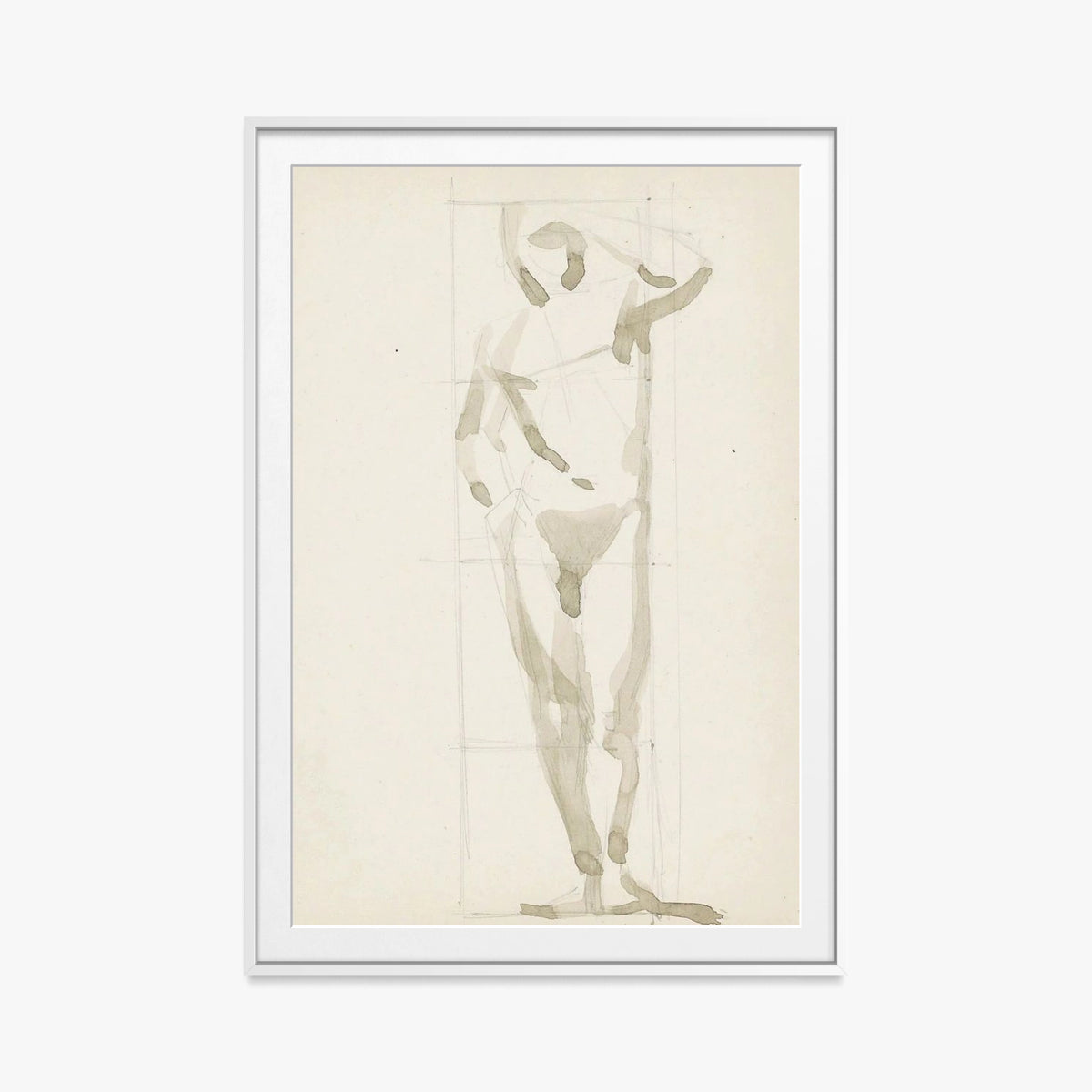 Uomo Nudo in Piedi - Reijer Stolk, opera di Reijer Stolk (Avanguardie), stampa con passepartout e cornice bianca, 80x115cm