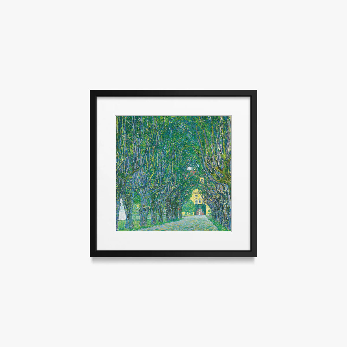 Viale del Castello di Kammer - Gustav Klimt, opera di Gustav Klimt (Secessione Viennese), stampa con passepartout e cornice nera, 40x40cm