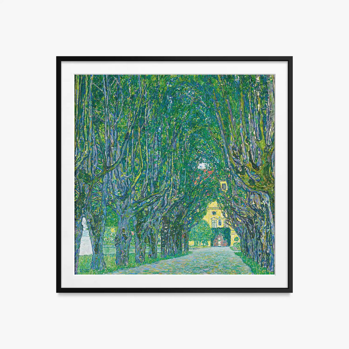 Viale del Castello di Kammer - Gustav Klimt, opera di Gustav Klimt (Secessione Viennese), stampa con passepartout e cornice nera, 60x60cm