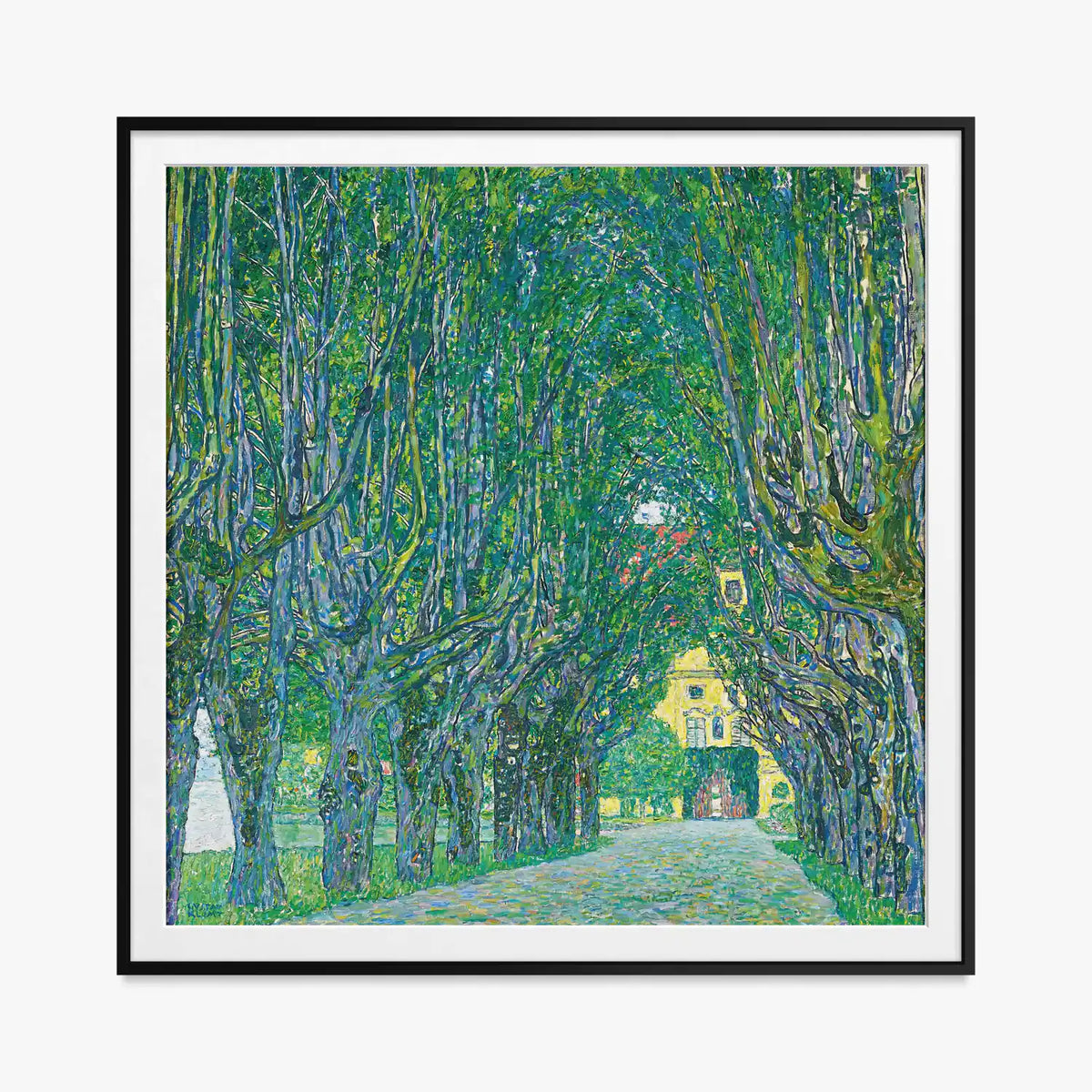 Viale del Castello di Kammer - Gustav Klimt, opera di Gustav Klimt (Secessione Viennese), stampa con passepartout e cornice nera, 80x80cm