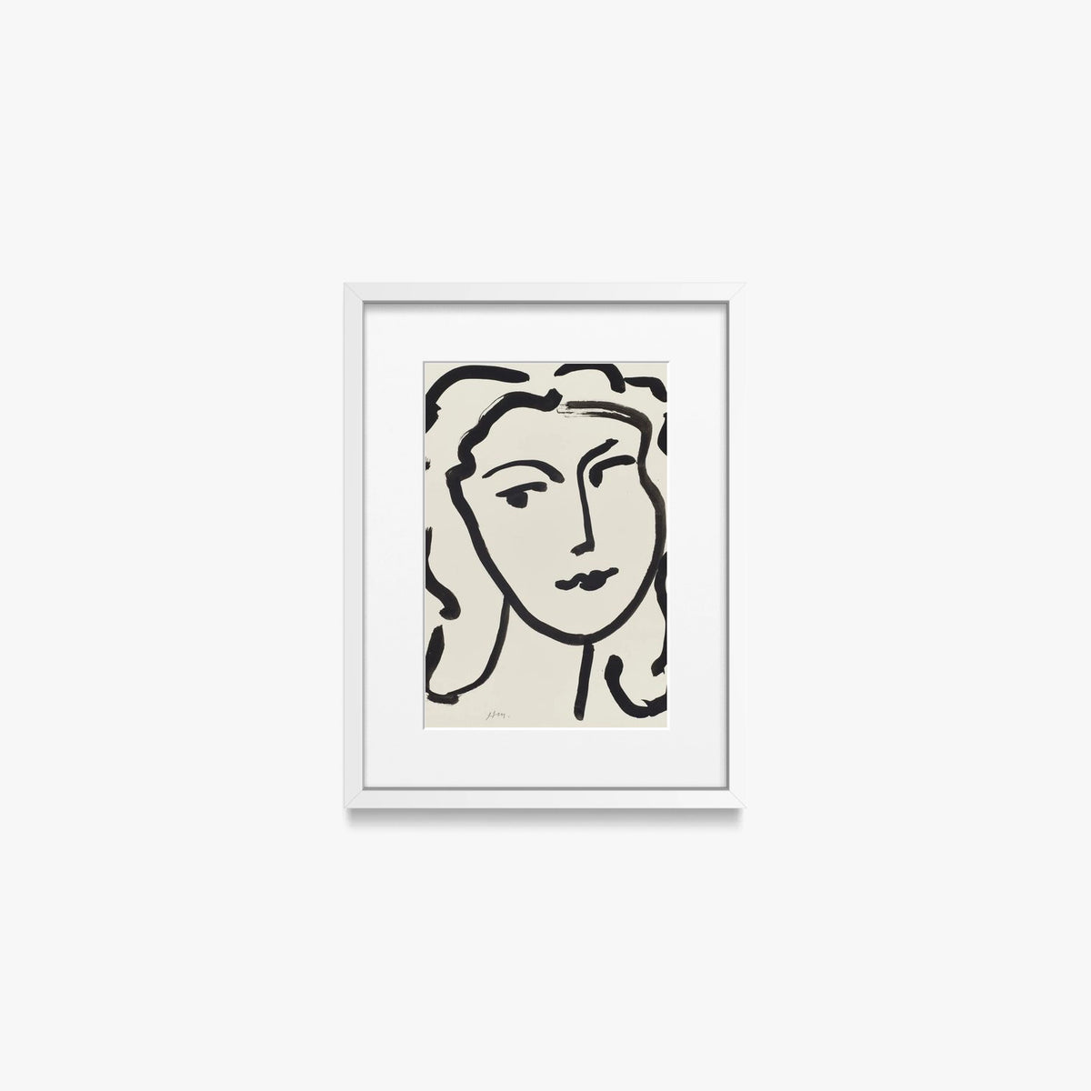Volto di Donna - Henri Matisse, opera di Henri Matisse (Art Déco), stampa con passepartout e cornice bianca, 30x40cm