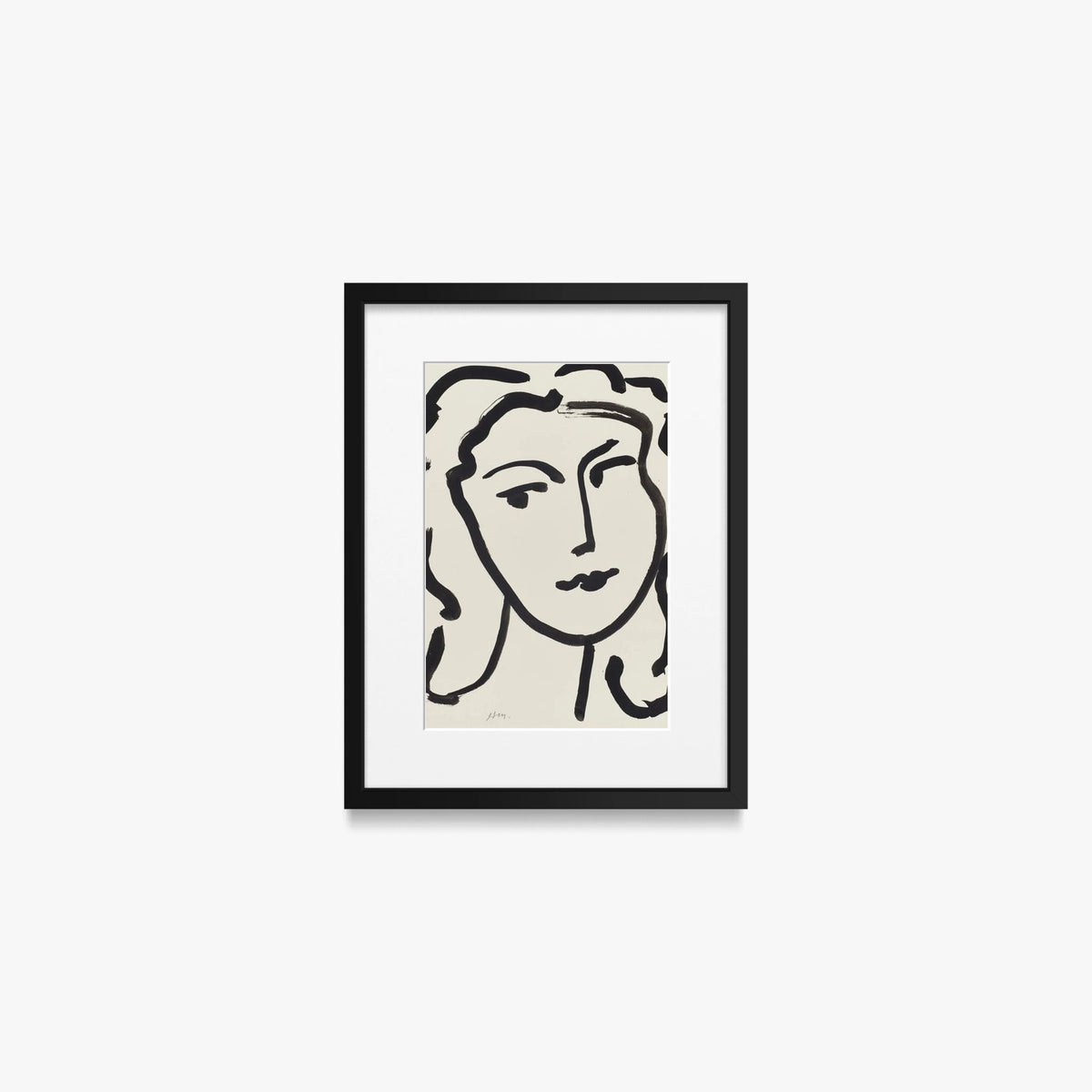 Volto di Donna - Henri Matisse, opera di Henri Matisse (Art Déco), stampa con passepartout e cornice nera, 30x40cm