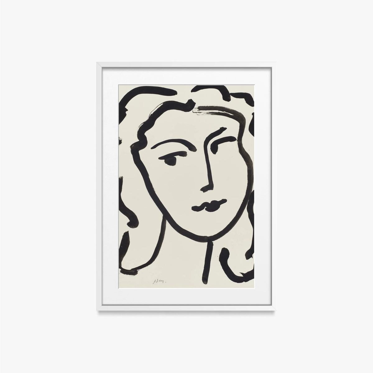 Volto di Donna - Henri Matisse, opera di Henri Matisse (Art Déco), stampa con passepartout e cornice bianca, 50x70cm