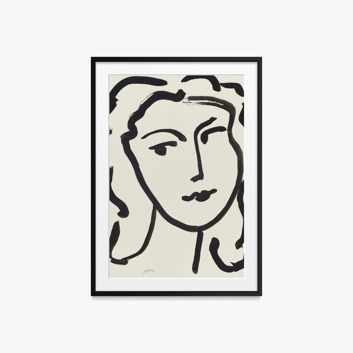 Volto di Donna - Henri Matisse, opera di Henri Matisse (Art Déco), stampa con passepartout e cornice nera, 60x85cm
