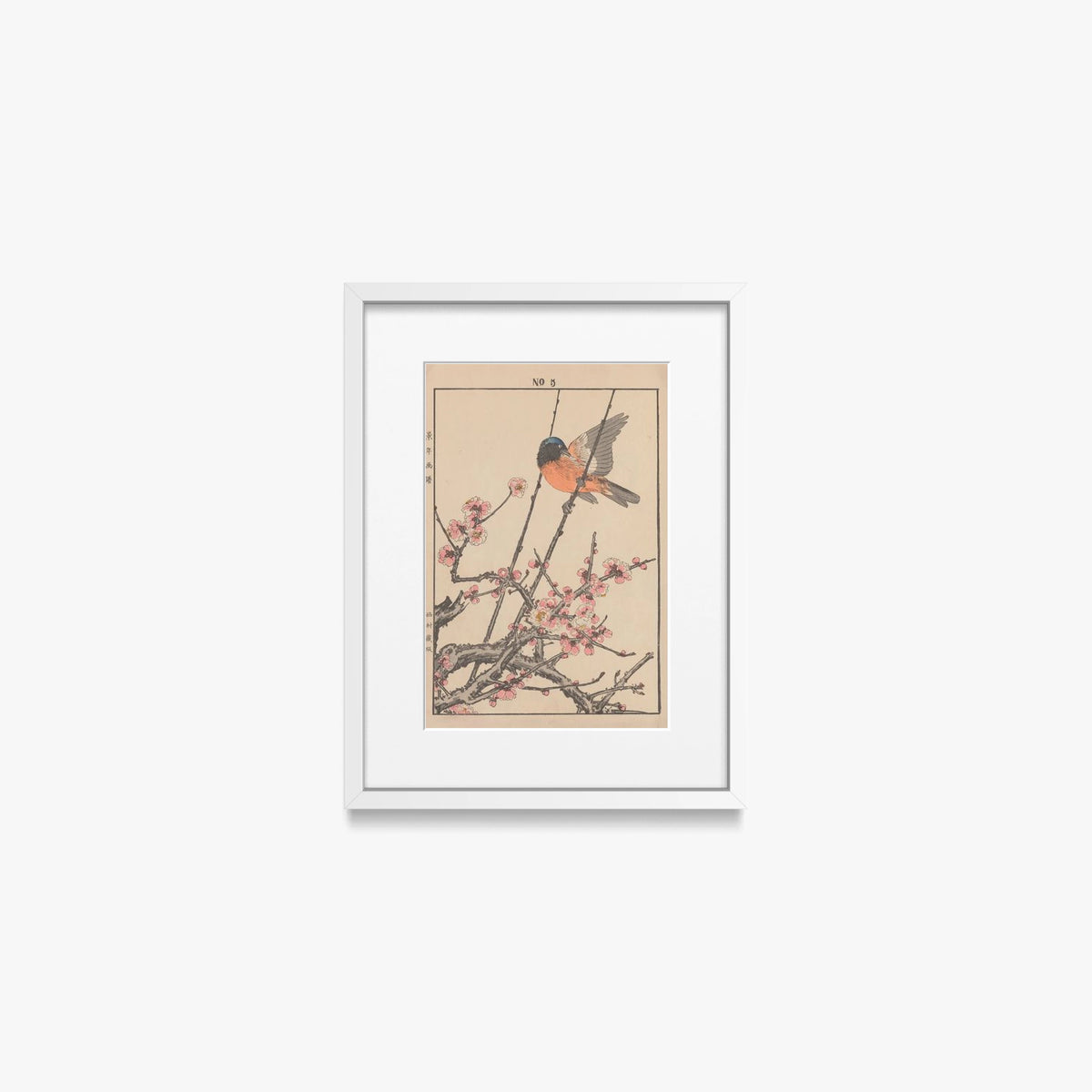 Album di Fiori e Uccelli di Keinen, Tav. 47 - Imao Keinen, opera di Imao Keinen (Ukiyo-e), stampa con passepartout e cornice bianca, 30x40cm