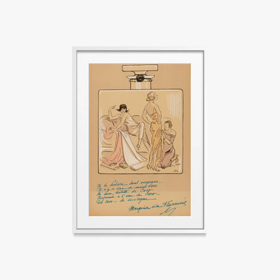 Allo Specchio - Sem, opera di Sem (Georges Goursat) (Illustrazione), stampa con passepartout e cornice bianca, 50x70cm