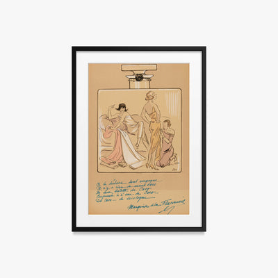 Allo Specchio - Sem, opera di Sem (Georges Goursat) (Illustrazione), stampa con passepartout e cornice nera, 50x70cm