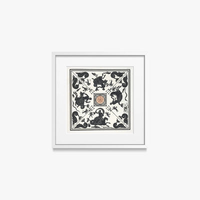 Antico Pavimento a Mosaico Bianco e Nero - Pierre Jean Mariette, opera di Pierre Jean Mariette (Art Nouveau), stampa con passepartout e cornice bianca, 40x40cm