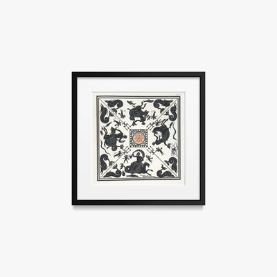 Antico Pavimento a Mosaico Bianco e Nero - Pierre Jean Mariette, opera di Pierre Jean Mariette (Art Nouveau), stampa con passepartout e cornice nera, 40x40cm
