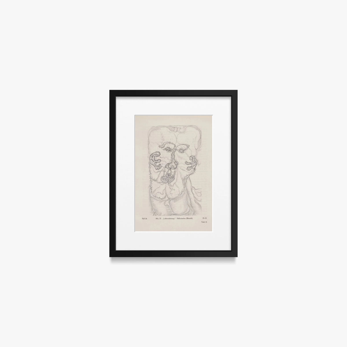 'Apparizione nell'Aria', Allucinazione - Hans Prinzhorn, opera di Hans Prinzhorn (Art Brut), stampa con passepartout e cornice nera, 30x40cm
