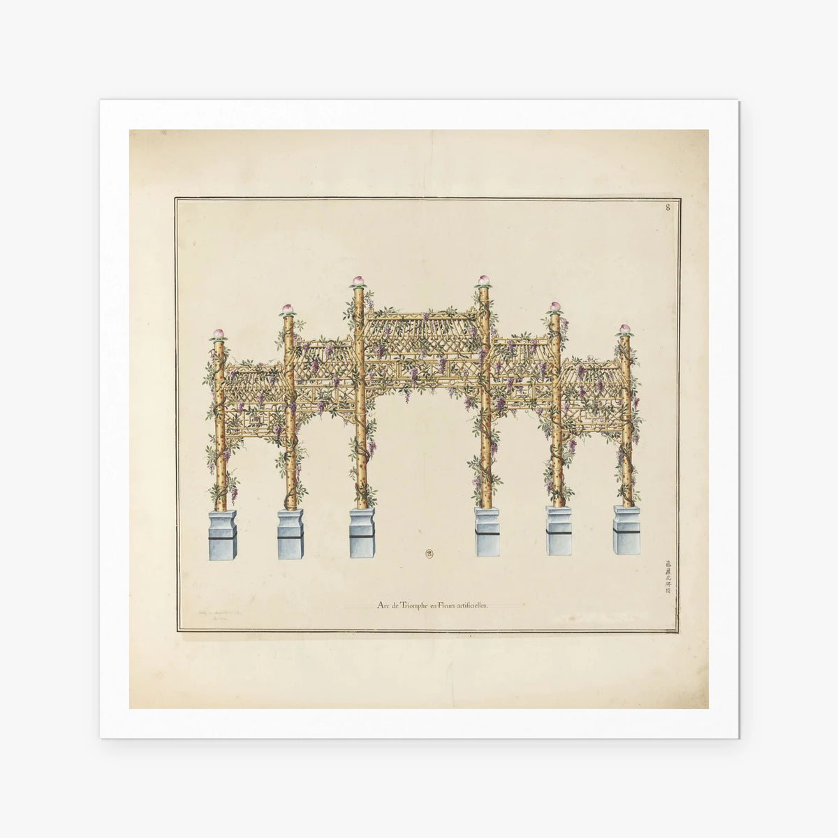 Arco di Trionfo in Fiori - Arcs de Triomphe et Berceaux Chinois, opera di Arcs de Triomphe et Berceaux Chinois (Art Nouveau), stampa artistica su carta, 80x80cm