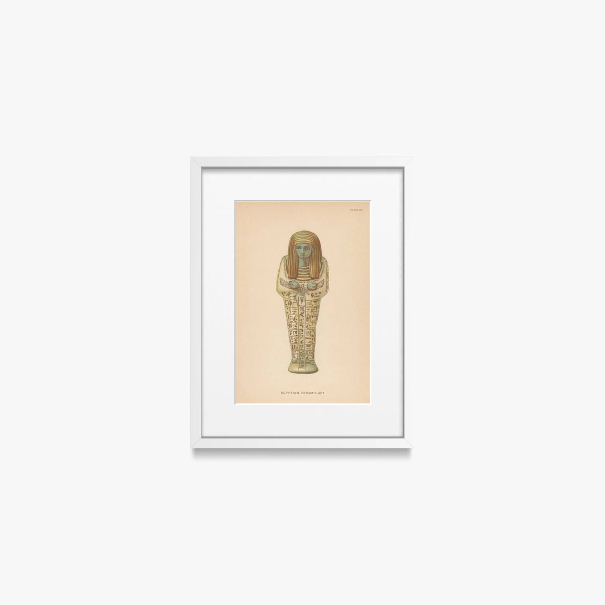 Arte Ceramica Egizia, Tav. 7 - Henry Wallis, opera di Henry Wallis (Egittologia), stampa con passepartout e cornice bianca, 30x40cm