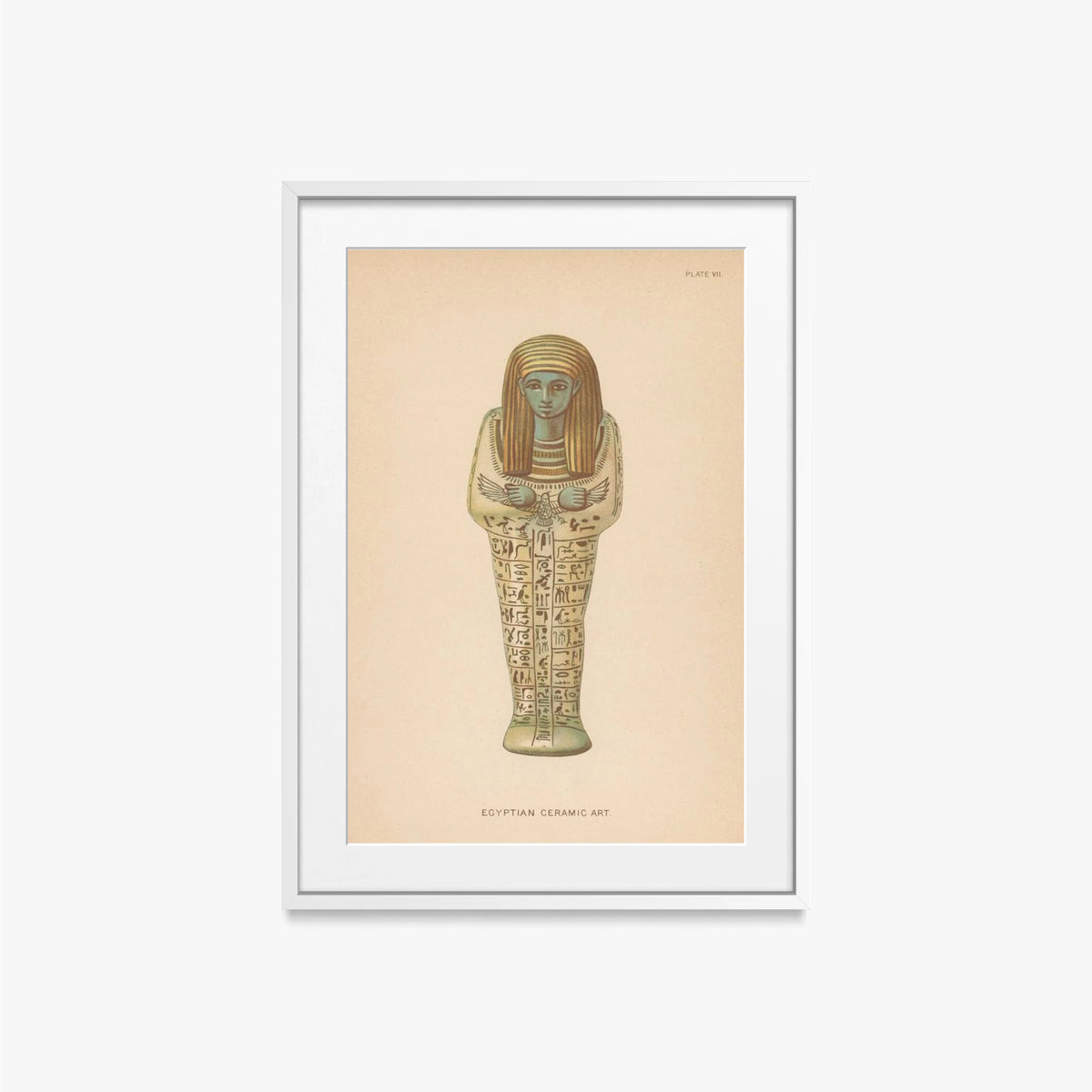 Arte Ceramica Egizia, Tav. 7 - Henry Wallis, opera di Henry Wallis (Egittologia), stampa con passepartout e cornice bianca, 50x70cm