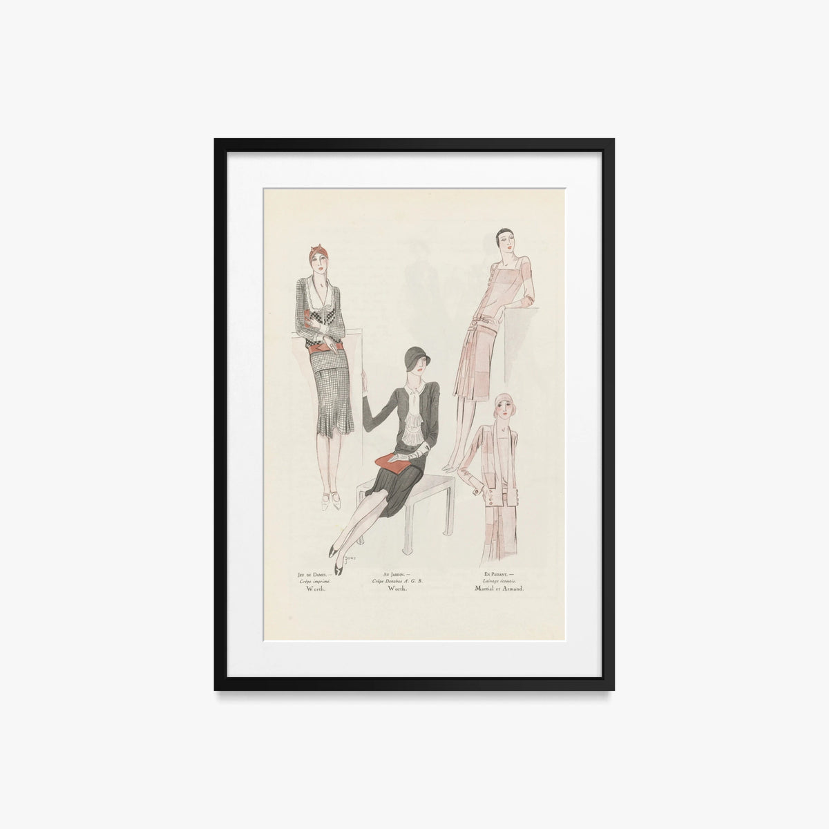 Arte, Gusto, Bellezza n. 106 - J. Dory, opera di J. Dory (Art Déco), stampa con passepartout e cornice nera, 50x70cm