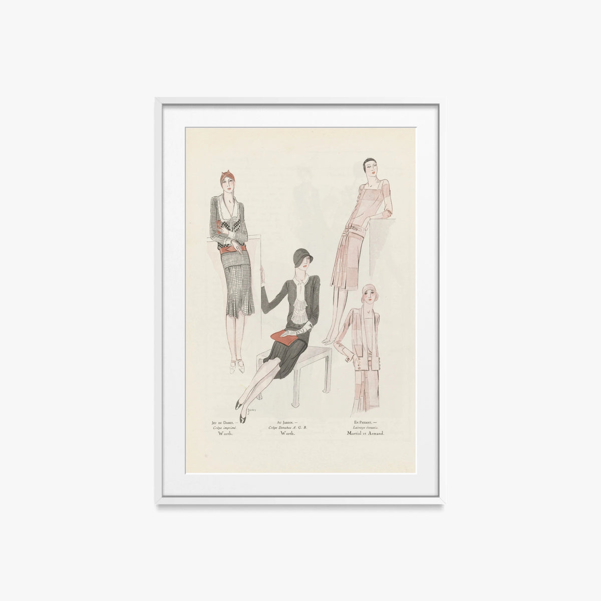 Arte, Gusto, Bellezza n. 106 - J. Dory, opera di J. Dory (Art Déco), stampa con passepartout e cornice bianca, 60x85cm