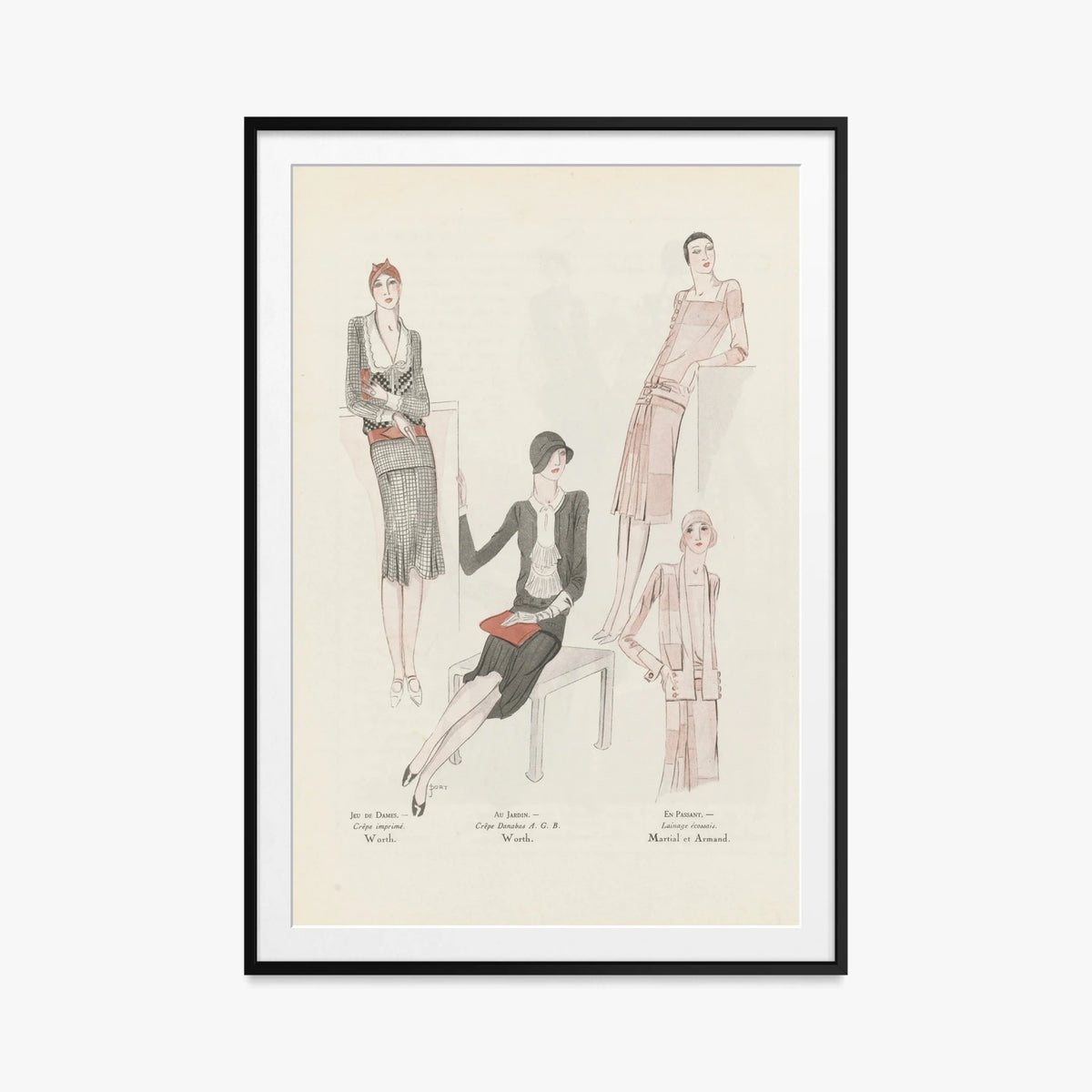 Arte, Gusto, Bellezza n. 106 - J. Dory, opera di J. Dory (Art Déco), stampa con passepartout e cornice nera, 80x115cm