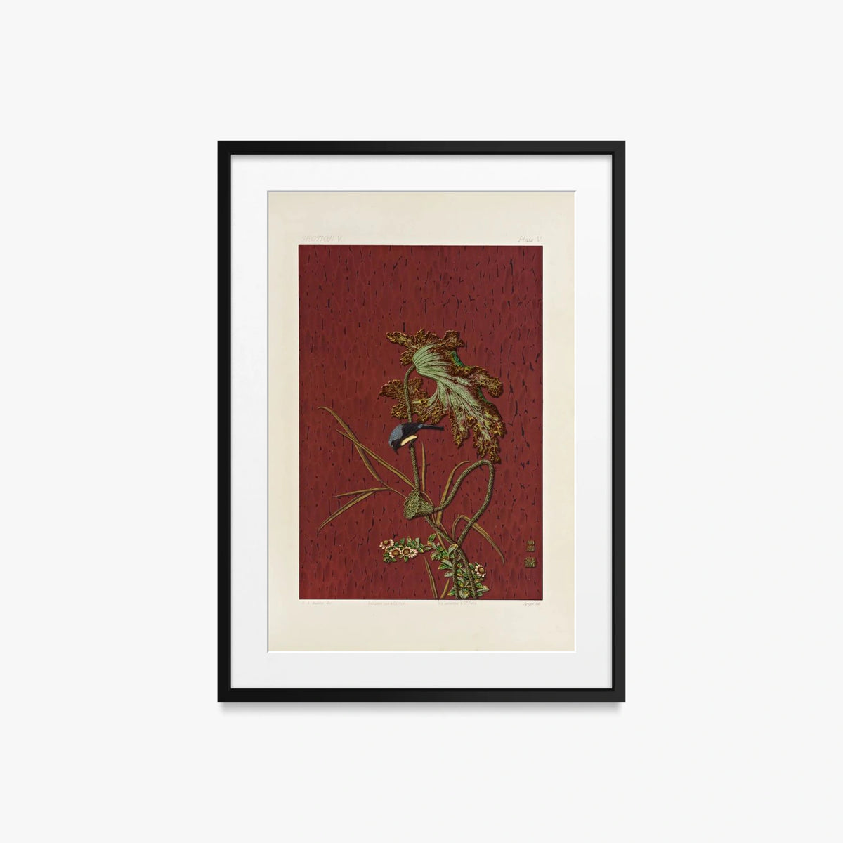 Arti Ornamentali Giapponesi, Tav. 62 - George Ashdown Audsley, opera di George Ashdown Audsley (Ukiyo-e), stampa con passepartout e cornice nera, 50x70cm