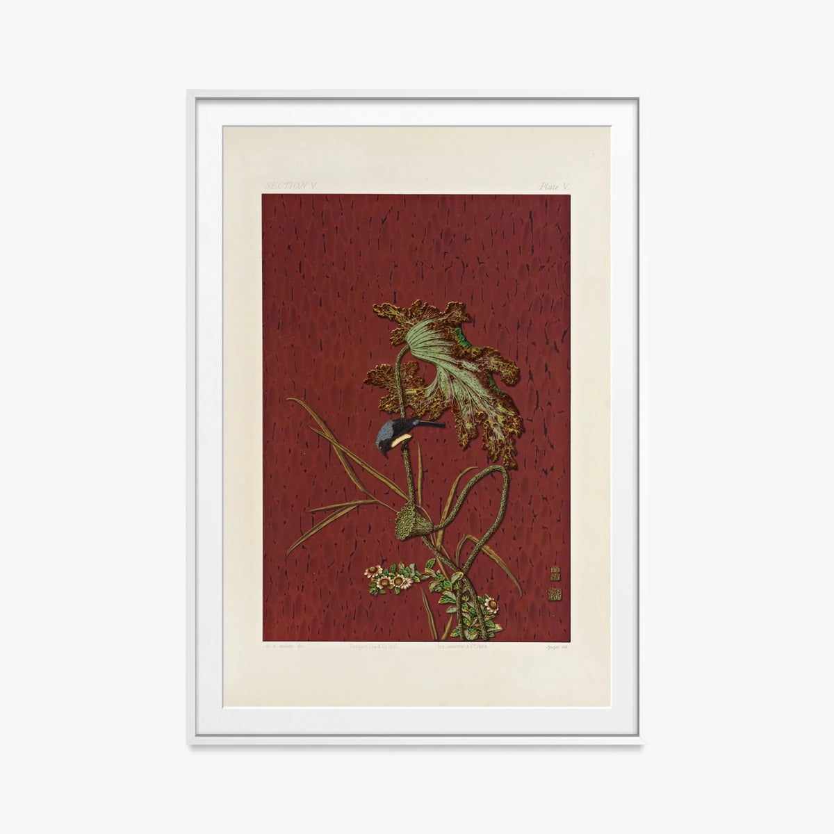 Arti Ornamentali Giapponesi, Tav. 62 - George Ashdown Audsley, opera di George Ashdown Audsley (Ukiyo-e), stampa con passepartout e cornice bianca, 80x115cm