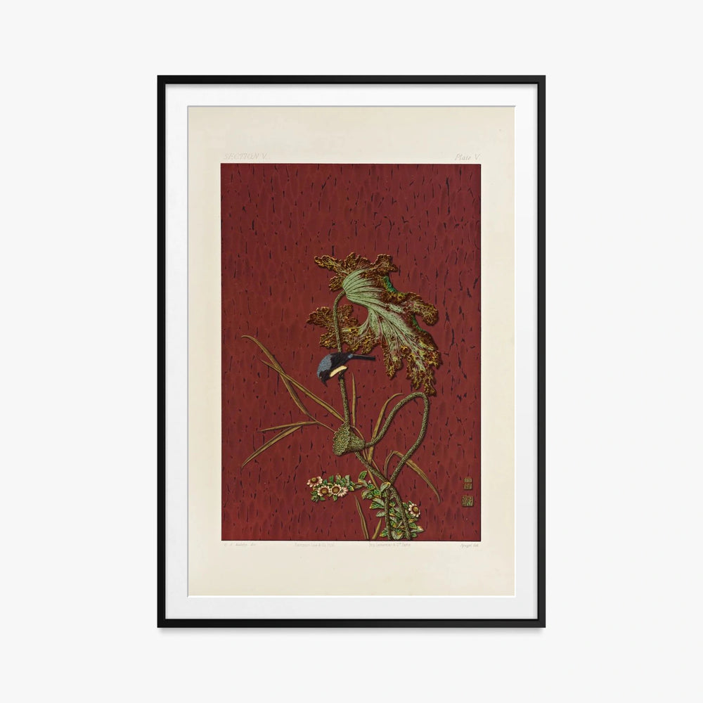 Arti Ornamentali Giapponesi, Tav. 62 - George Ashdown Audsley, opera di George Ashdown Audsley (Ukiyo-e), stampa con passepartout e cornice nera, 80x115cm