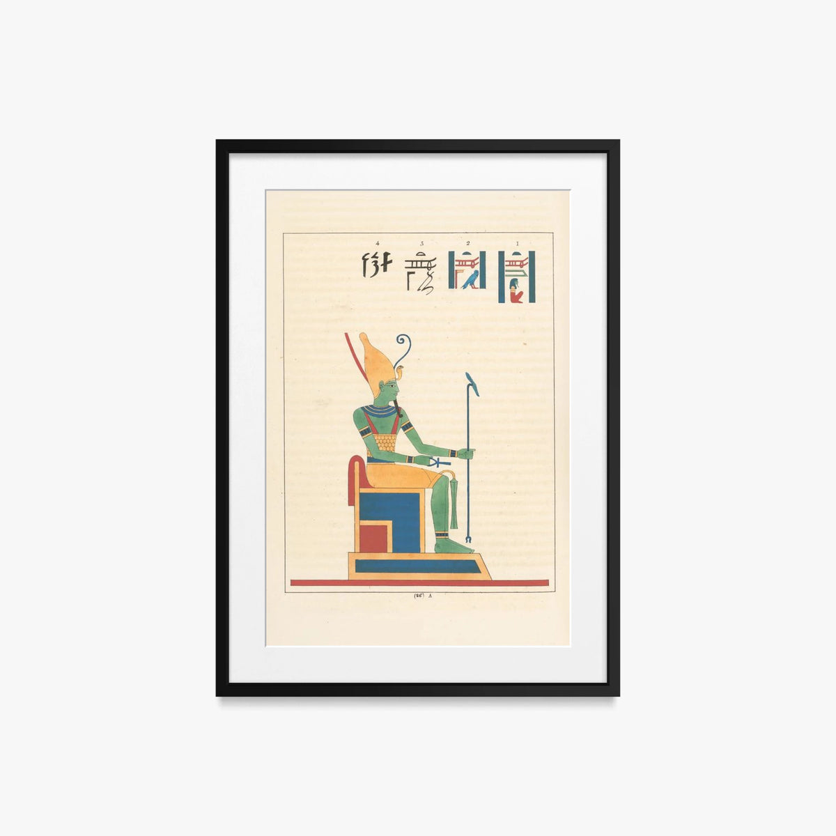 Atum, Airone, 2 - Léon Jean Joseph Dubois, opera di Léon Jean Joseph Dubois (Egittologia), stampa con passepartout e cornice nera, 50x70cm