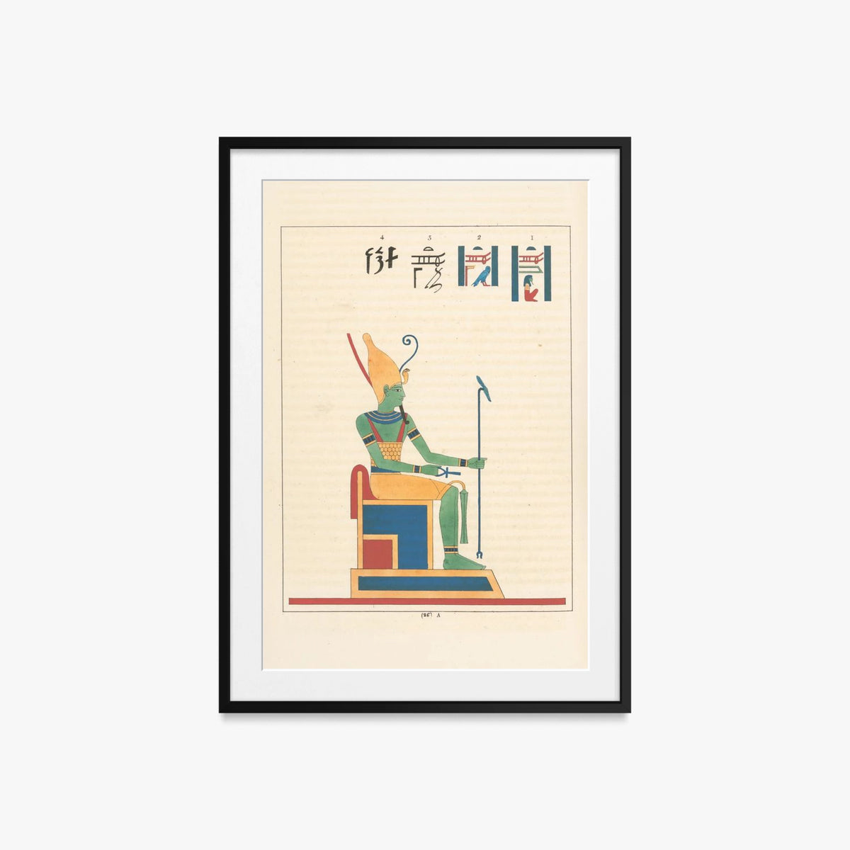 Atum, Airone, 2 - Léon Jean Joseph Dubois, opera di Léon Jean Joseph Dubois (Egittologia), stampa con passepartout e cornice nera, 60x85cm