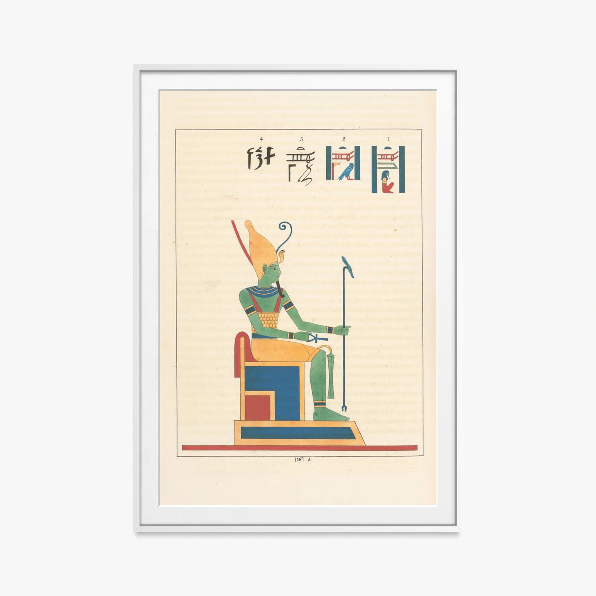 Atum, Airone, 2 - Léon Jean Joseph Dubois, opera di Léon Jean Joseph Dubois (Egittologia), stampa con passepartout e cornice bianca, 80x115cm