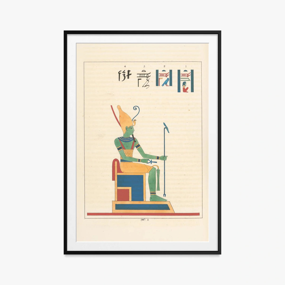 Atum, Airone, 2 - Léon Jean Joseph Dubois, opera di Léon Jean Joseph Dubois (Egittologia), stampa con passepartout e cornice nera, 80x115cm