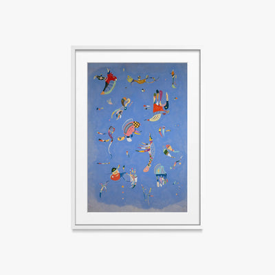 Azzurro Cielo - Wassily Kandinsky, opera di Wassily Kandinsky (Astrattismo), stampa con passepartout e cornice bianca, 50x70cm