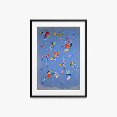 Azzurro Cielo - Wassily Kandinsky, opera di Wassily Kandinsky (Astrattismo), stampa con passepartout e cornice nera, 50x70cm
