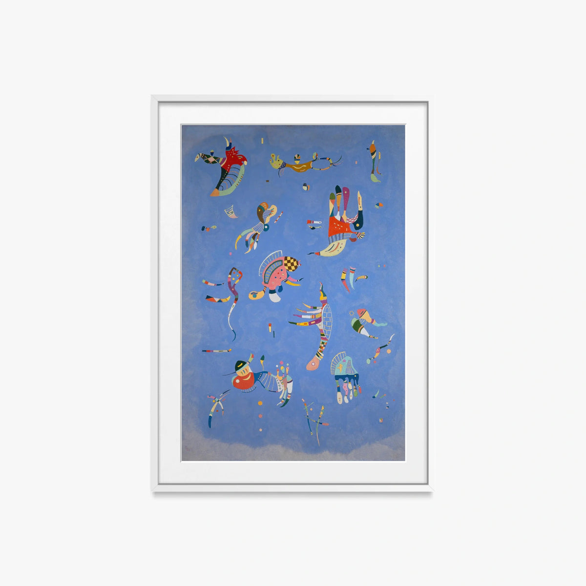 Azzurro Cielo - Wassily Kandinsky, opera di Wassily Kandinsky (Astrattismo), stampa con passepartout e cornice bianca, 60x85cm