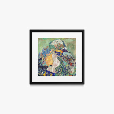 Bambino (Culla) - Gustav Klimt, opera di Gustav Klimt (Secessione Viennese), stampa con passepartout e cornice nera, 40x40cm