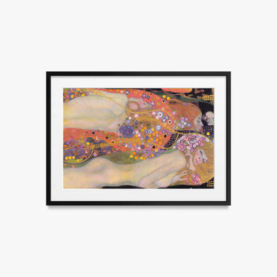 Bisce d'Acqua II - Gustav Klimt, opera di Gustav Klimt (Secessione Viennese), stampa con passepartout e cornice nera, 70x50cm