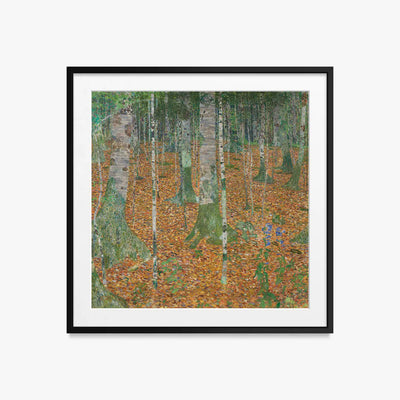 Bosco di Betulle - Gustav Klimt, opera di Gustav Klimt (Secessione Viennese), stampa con passepartout e cornice nera, 50x50cm