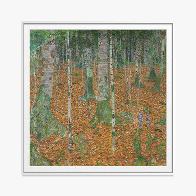 Bosco di Betulle - Gustav Klimt, opera di Gustav Klimt (Secessione Viennese), stampa con passepartout e cornice bianca, 80x80cm