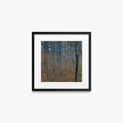 Bosco di Faggi I - Gustav Klimt, opera di Gustav Klimt (Secessione Viennese), stampa con passepartout e cornice nera, 40x40cm