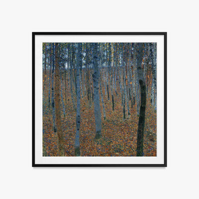 Bosco di Faggi I - Gustav Klimt, opera di Gustav Klimt (Secessione Viennese), stampa con passepartout e cornice nera, 60x60cm