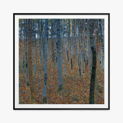 Bosco di Faggi I - Gustav Klimt, opera di Gustav Klimt (Secessione Viennese), stampa con passepartout e cornice nera, 80x80cm