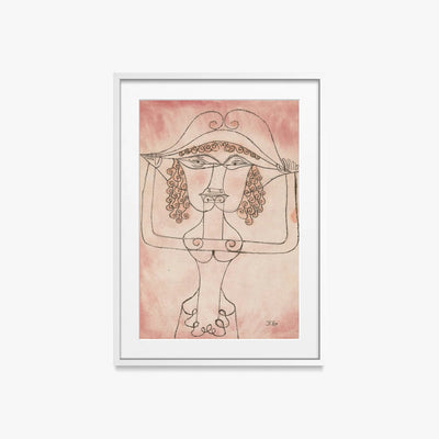 Cantante dell'Opera Comica - Paul Klee, opera di Paul Klee (Avanguardie), stampa con passepartout e cornice bianca, 50x70cm