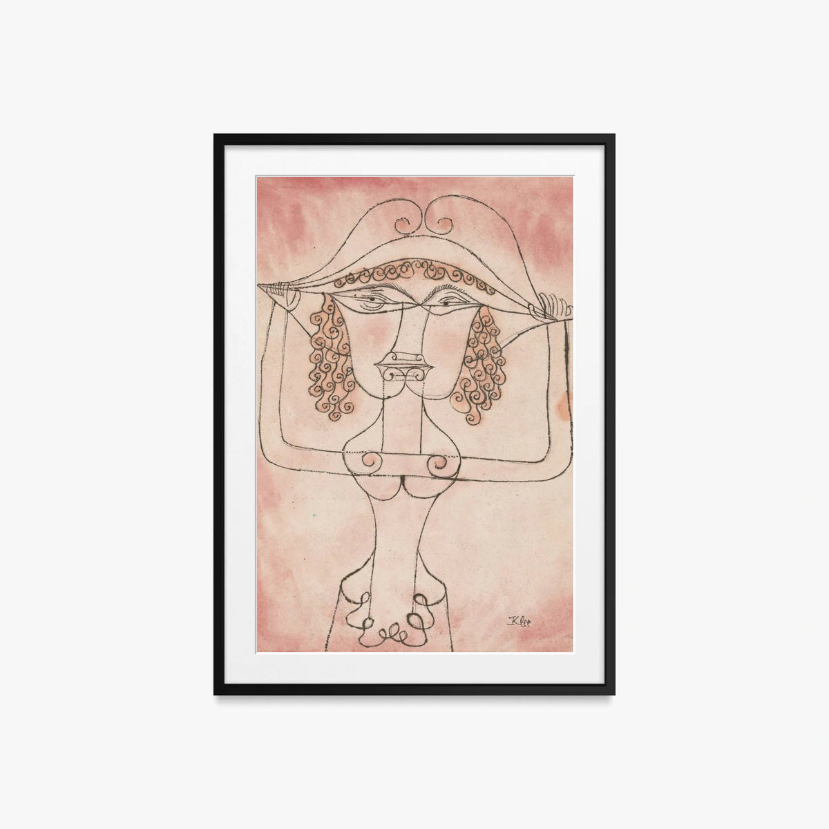 Cantante dell'Opera Comica - Paul Klee, opera di Paul Klee (Avanguardie), stampa con passepartout e cornice nera, 60x85cm