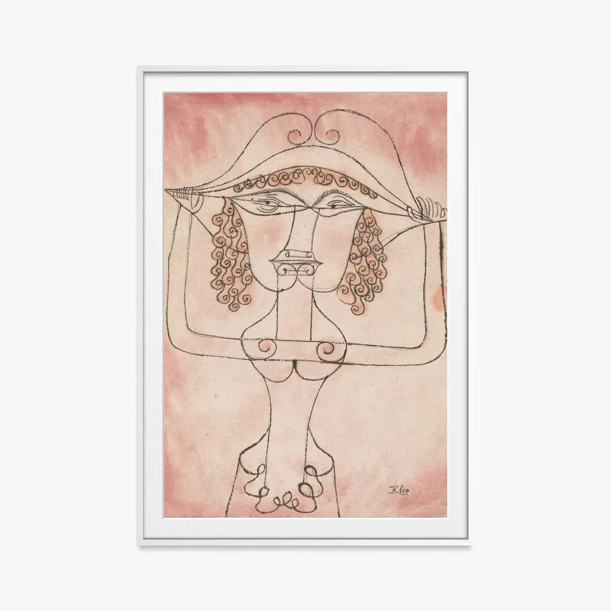 Cantante dell'Opera Comica - Paul Klee, opera di Paul Klee (Avanguardie), stampa con passepartout e cornice bianca, 80x115cm