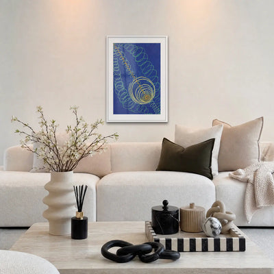 Caos Primordiale, n. 16 - Hilma af Klint, opera di Hilma af Klint: stampa con passepartout e cornice bianca 60x85cm appesa in soggiorno sopra il divano