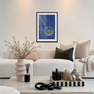Caos Primordiale, n. 16 - Hilma af Klint, opera di Hilma af Klint: stampa con passepartout e cornice nera 60x85cm appesa in soggiorno sopra il divano