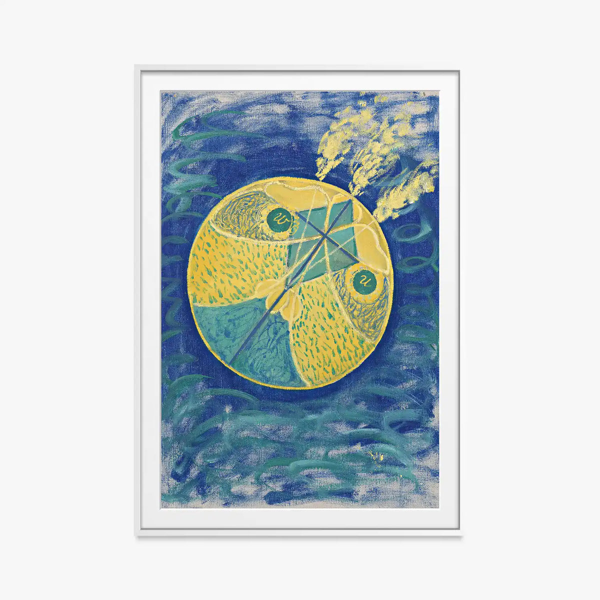 Caos Primordiale, n. 7 - Hilma af Klint, opera di Hilma af Klint (Astrattismo), stampa con passepartout e cornice bianca, 80x115cm