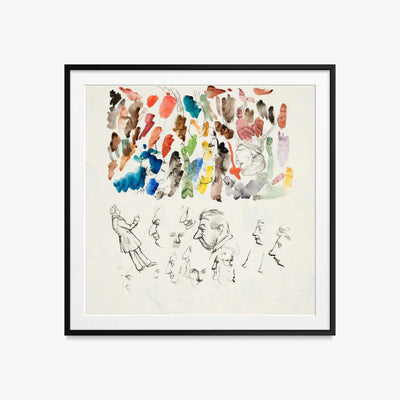 Caricature - Albert Edelfelt, opera di Albert Edelfelt (Naturalismo), stampa con passepartout e cornice nera, 60x60cm