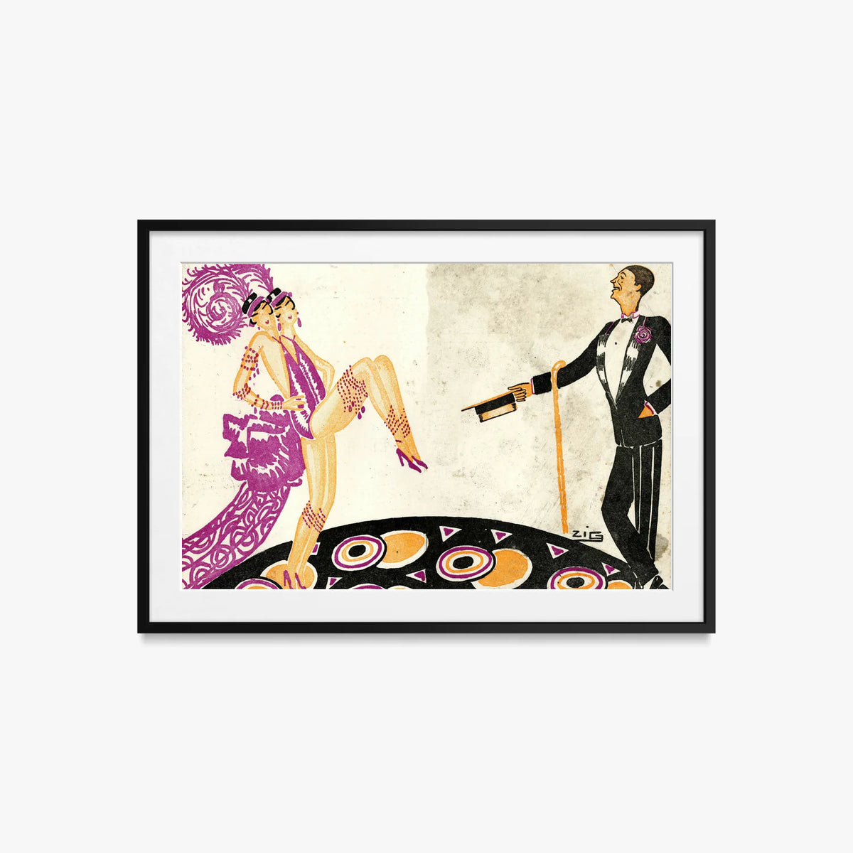 Casino de Paris - Zig, opera di Zig (Louis Gaudin) (Art Déco), stampa con passepartout e cornice nera, 85x60cm